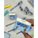 Lovely Cartoon Mavi 4'lü Washi Bant Set (4 * 2m)/washi Tape/masking Tape/desenli Bant/bullet Journal/defter Süsleme - 41 Delft Blue