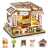lovelyhome DIY Minyatür Ev Seti, Mobilya ve LED'li Küçük Ev Evcil Hayvan Dükkanı, Yetişkinler İçin DIY Dollhouse Minyatür Kiti, Mini Ev Yapı kiti, 3D Ahşap El Sanatları Mini Model Seti, Doğum Günü Hediyeleri Ev