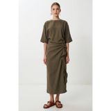 Lovelyİstanbul Drapeli Midi Modal Elbise LNT0033 HAKİ