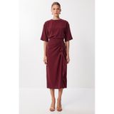 Lovelyİstanbul Drapeli Midi Modal Elbise LNT0033 MÜRDÜM