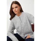 Lovelyİstanbul Düğmeli Yün Efektli Triko Hırka LBP0027 GRİ