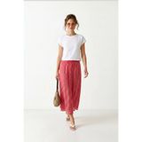 Lovelyİstanbul Kareli Midi Dokuma Etek LUB0390 PEMBE BEYAZ