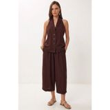 Lovelyİstanbul Keten Yelek Pantolon Takım LBY0062 KAHVERENGİ