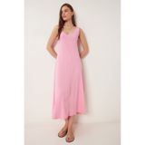 Lovelyİstanbul Kolsuz Basic Yazlık Örme Elbise LCR0057 PEMBE