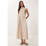 Lovelyİstanbul Kolsuz Midi Poplin Gömlek Elbise KREM LMX0093