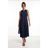 Lovelyİstanbul Kolsuz Midi Poplin Gömlek Elbise LMX0093 LACİVERT