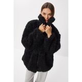 Lovelyİstanbul Oversize Suni Kürk Kaban LCI0037 SİYAH