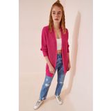 Lovelyİstanbul Selanik Örgü Basic Triko Hırka KOYU PEMBE LYG0004