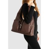 LOVELYSTORE İsador Cepli Sivra Toka Detaylı Fermuarlı Çift Cepli Omuz Çantası