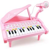 Lovemini Çocuklar Için Piyano Oyuncak Klavye Doğum Günü Hediyesi Yaş 1+Pembe 24 Tuşları Yürümeye Baş