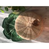 Loven Woven Rattan Bambu Hasır Kek Fanus Kapağı - Bej