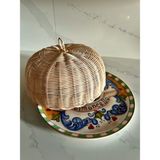 Loven Woven Rattan Bambu Hasır Kek Fanus Kapağı