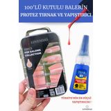 Lovendas 100'lü Kutulu Balerin Model Takma Tırnak Tips ve Kuvvetli Yapıştırıcı 22 gr