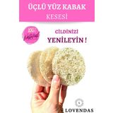 Lovendas Peeling Yüz Kabak Lifi 3lü %100 Kabak Kesesi ile Sivilceler, Siyah Noktalar, Gözenekler Için Loofah