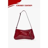 LOVENTA Kemer Detaylı Omuz Çantası Rugan Bordo Cherry Red Eleanor