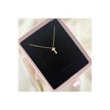 Lovera Jewellery 925 Ayar Gümüş Sertifikalı 14K Gold Renk T Harfli Harf Kolye