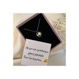 Lovera Jewellery 925 Ayar Gümüş Sertifikalı Beyaz Opal Taşlı Ay Ve Güneş Kolye Kadın Zarif Minimal Gümüş Takı Sevgiliye Özel Gün Doğum Günü Hediyesi Günlük Şık Tasarım