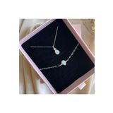 Lovera Jewellery 925 Ayar Gümüş Sertifikalı Beyaz Opal Taşlı Damla Set (KOLYE,BİLEKLİK) Kadın Zarif Minimal Gümüş Takı Sevgiliye Özel Gün Doğum Günü Hediyesi Günlük Şık Tasarım