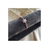 Lovera Jewellery 925 Ayar Gümüş Sertifikalı Rose Renk Beyaz Taşlı Lotus Çiçeği Bileklik