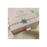 Lovera Jewellery 925 Ayar Gümüş Sertifikalı Rose Renk Mavi Taşlı Lotus Çiçeği Bileklik