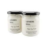 Lovers Hill 2’li Set Doğal Soya Mumu – 7oz Cam Kavanoz – 40+ Saat Yanma Süresi – Mandalina, Tarçın, Vanilya & Ylang Ylang Kokulu Mum – Parafin & Paraben Içermez – Aromaterapi & Hediye Mumu - standart