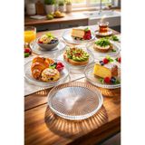 LOVER'S KİTCHEN aradığınız herşey Şeffaf Çizgili Cam Pasta Servis Tabağı 6'lı - Modern Kahvaltı Tatlı Ve Sunum Tabağı 17cm