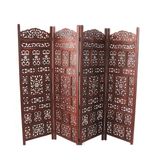 Lovesta Home Ahşap Maun Rengi El Oyması Paravan