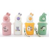 Lovesta Home Tavşan Kulaklı Pipetli Çocuk Termosu - 500 ml Paslanmaz Çelik Suluk - Çok Renkli