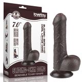 Lovetoy Çift Katmanlı Kayar Deri Damarlı 18.5 Cm Dildo Siyah Yapay Penis
