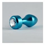 Lovetoy Mavi Metal Beyaz Taşlı Anal Plug 8 Cm