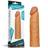 Lovetoy Pleasure X Tender 3 Cm Uzatmalı Ten Dokulu Penis Kılıfı Koyu Renk