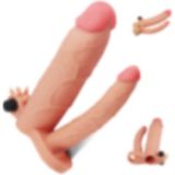 Lovetoy X-Tender 21 Cm Realistik 7.6 Cm Uzatmalı Double Penis Kılıfı-LV314102
