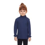 LOVETTI Açık Lacivert Basic Kız Çocuk Çıtçıtlı Tam Balıkçı Yaka Şardonlu Kışlık Uzun Kollu Tişört