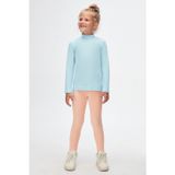 LOVETTI Bebek Mavisi Basic Kışlık Yarım Balıkçı Yaka Uzun Kollu Kız Çocuk Tişört