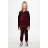 Lovetti Bordo Siyah Kız Çocuk Robalı Kadife Takım - 6 Yaş - Bordo - Siyah