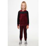 LOVETTI Bordo Siyah Kız Çocuk Robalı Kadife Takım