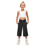 Lovetti, Çizgili Bol Paça Kız Çocuk Kapri, Antrasit, 6 Yaş, Çizgili Kapri Pantolon, 8683032736592.0