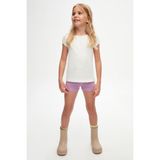 Lovetti Ekru Kız Çocuk Karpuz Kol Basic Tişört - 9 Yaş