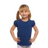 Lovetti Kız Çocuk Kısa Kollu Basıc Tişört - 4 Yaş - İndigo