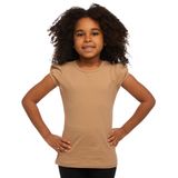 Lovetti Kız Çocuk Kısa Kollu Basıc Tişört - 4 Yaş - Sütlü Kahve