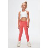 Lovetti Koyu Somon Kız Çocuk Sahte Cepli Fitilli Kadife Tayt - 3 Yaş