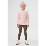 Lovetti Pudra Pembe Basic Kışlık Tam Balıkçı Yaka Uzun Kollu Kız Çocuk Tişört