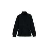 LOVETTI Siyah Basic Kız Çocuk Çıtçıtlı Tam Balıkçı Yaka Şardonlu Kışlık Uzun Kollu Tişört