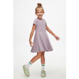 Lovetti Soft Lila Kız Çocuk Düz Basic Kısa Kol Elbise 3 Yaş