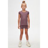 Lovetti Soft Mor Kız Çocuk Sıfır Yaka Karpuz Kol Tişört - 11 Yaş