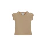 LOVETTI Sütlü Kahve Basic Kız Bebek Çıtçıtlı Sıfır Yaka Karpuz Kol Tişört