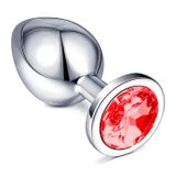 LOVEX Metal Anal Plug Sex Tıpa Butt Plugs 9 cm Paslanmaz Çelik Popo Tıkaç X Large Anal Plug Krom Kaplama Kırmızı Taşlı Tasarım Profesyonel Seviye XL 150 gr Dengeli Ağırlık Pürüzsüz Yüzey Gizli Kargo