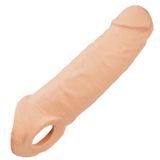 LOVEX® Penis Kalınlaştırıcı Kılıf Gerçekçi Ten Dokusunda Penise 2 Cm Uzama & Kalınlaşma Sağlayan Testise Geçmeli Baş Kısımı Dolgulu Kaydırmaz Tekrar Kullanılabilir Medikal Silikon Erkek Prezervatif