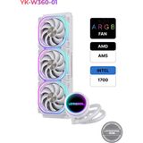 Loving Cool Yk Serisi Intel / Amd Destekli Rgb Fanlı Infinite Panel Cpu Işlemci 360MM Sıvı Soğutma Sistemi Beyaz