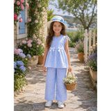 Lovinya Kids Kız Çocuk Pötikareli Alt-Üst Takım Şapkalı (3lü Set) - 5 - 6 Yaş - 013-Mavi